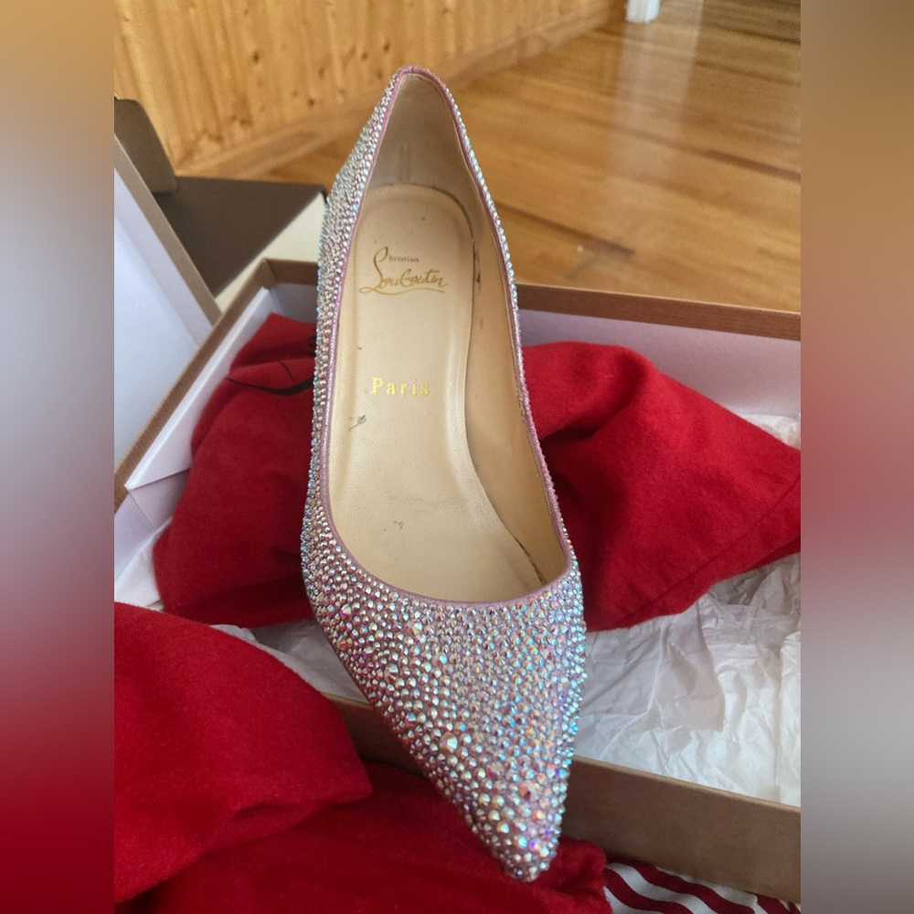 Ladies Christian Louboutian Strass Crystal pumps 85 heel size 8
